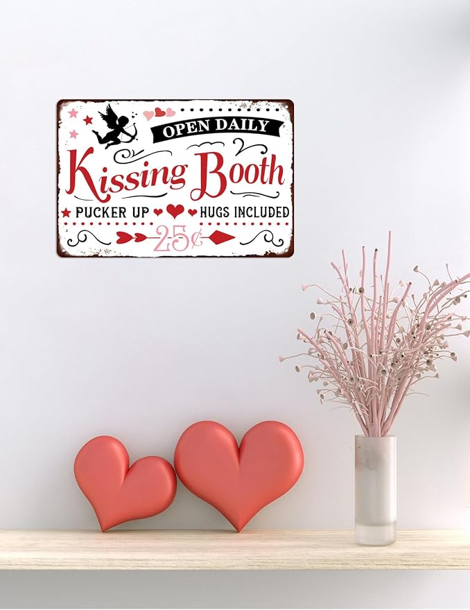 Kissing Booth Funny Metal Tin Sign Valentine's Day Sign for Home Kitchen Bathroom Farmhouse Garden Coffee Bar Wall Decor Decoration Art Sign Vintage Poster 8x12 Inch - Image 6