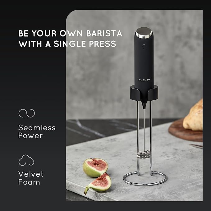 Rechargeable Milk Frother Handheld, Coffee Frother Handheld with USB-C Charging Stand, Electric Drink Mixer Handheld, Mini Electric Whisk Frother for Coffee, Matcha, etc