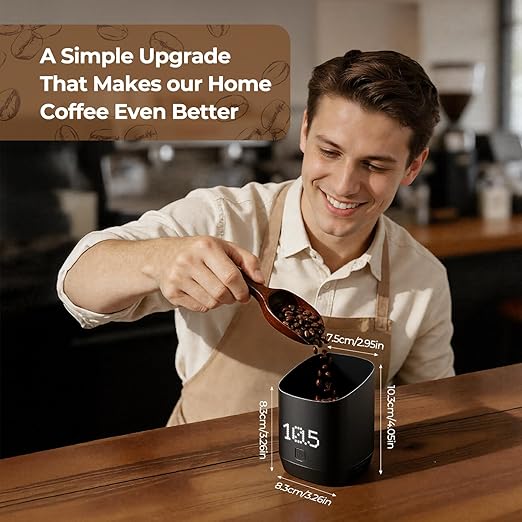 Digital Coffee bean Dosing Cup with LED Display, 0.1g High Precision Espresso Scale for Coffee Beans & Grounds, Touch Sensor Brewing Accessory for Espresso & Pour Over, Ideal for CoffeeLovers -Black