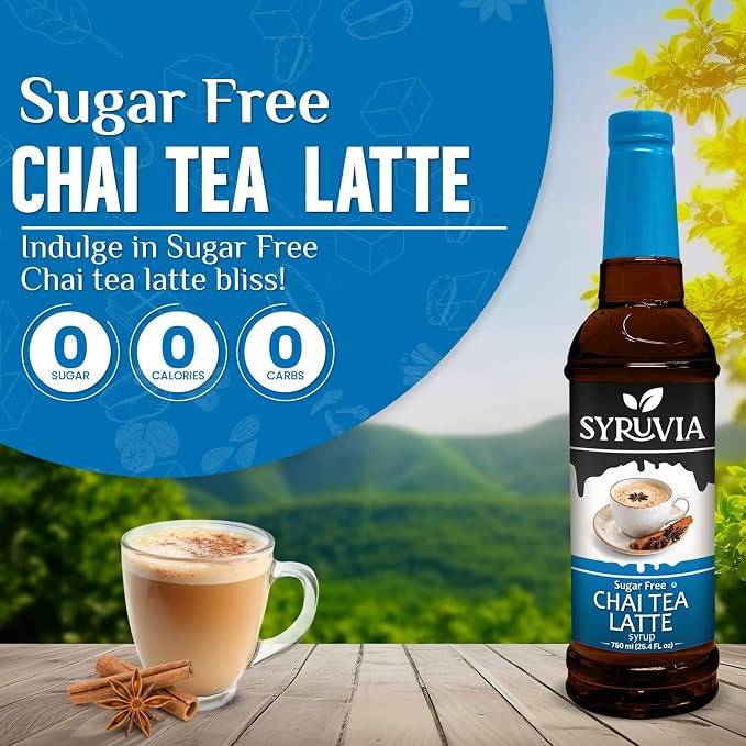 Syruvia Sugar Free Chai Tea Flavored Syrup for Coffee, Drinks, Lattes, and Desserts – 25.4 fl oz, With Pump - Image 3