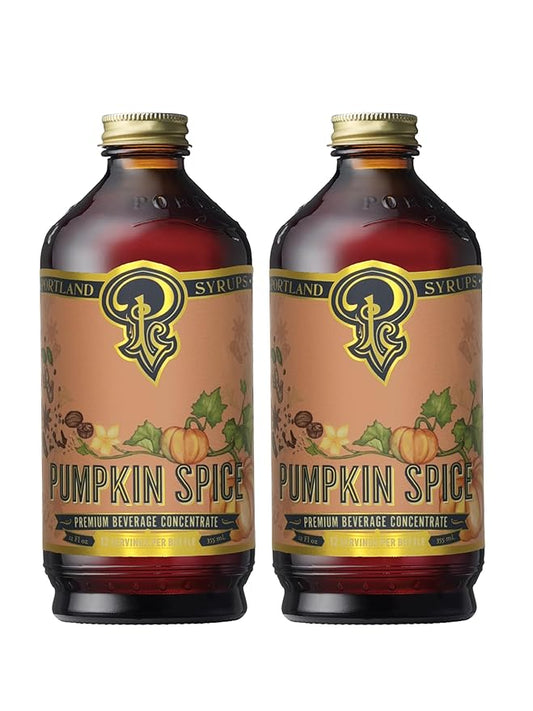Portland Syrups Pumpkin Spice - Drink Mix for Exceptional Cocktails, Sugar Syrup for Drinks, Simple Syrup for Coffee, Mocktails, Baking, 12 oz, 24 Servings (Pack of 2)