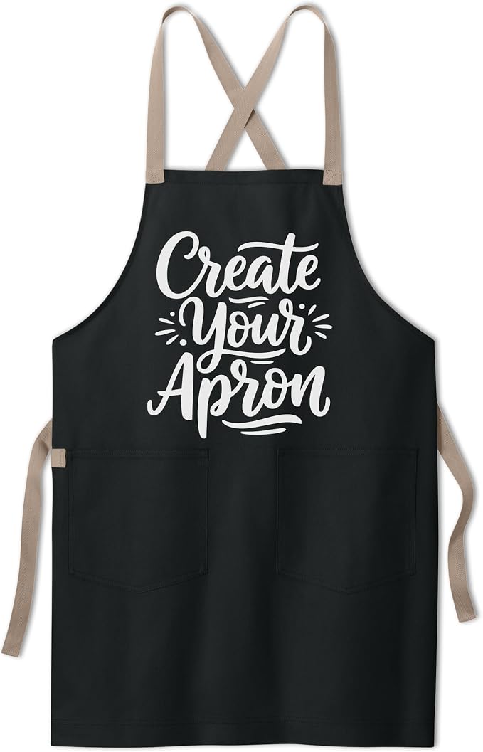 TEEAMORE Custom Apron with Pockets for Women Men Add Your Text Logo Chef Kitchen Cotton Adjustable Crossback Straps - Image 7