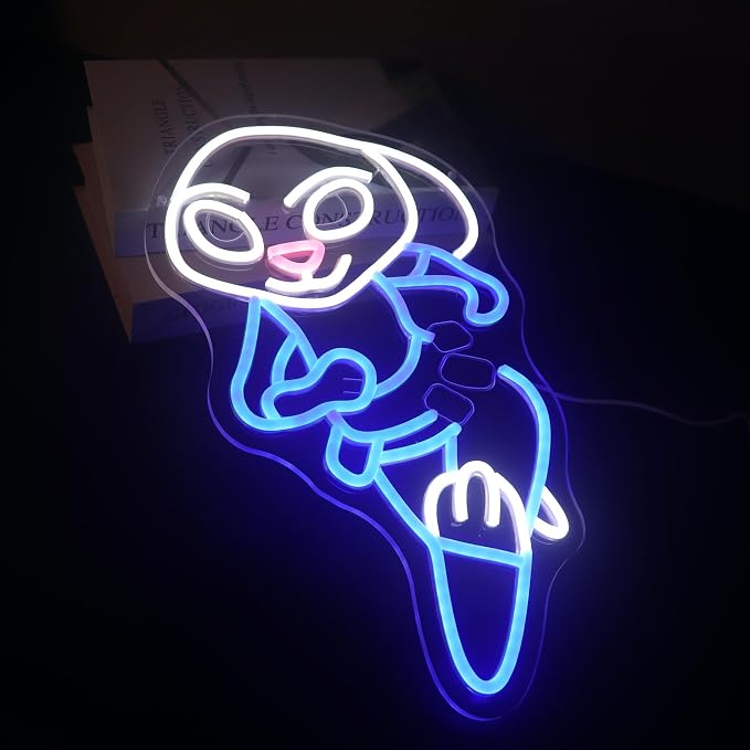 “Running Rabbit” Neon Light - LED Anime Light Wall Art for Kids Room, Playroom, Game Room, Dorm, or Comic Fan Decor, Dimmable USB, Awesome Gift for Children or Friends - Image 6