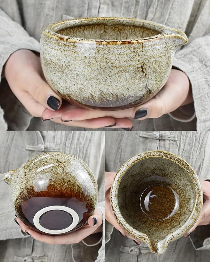 Artcome Matcha Tea Set – 20.2oz Premium Matcha Bowl with Spout, Whisk, Scoop, Whisk Holder & Brewing Guide – Authentic Japanese Tea Ceremony Tools for Perfect Matcha Preparation, White