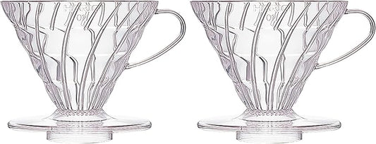 Hario V60 Plastic Coffee Dripper, 02, Clear (Pack of 2)