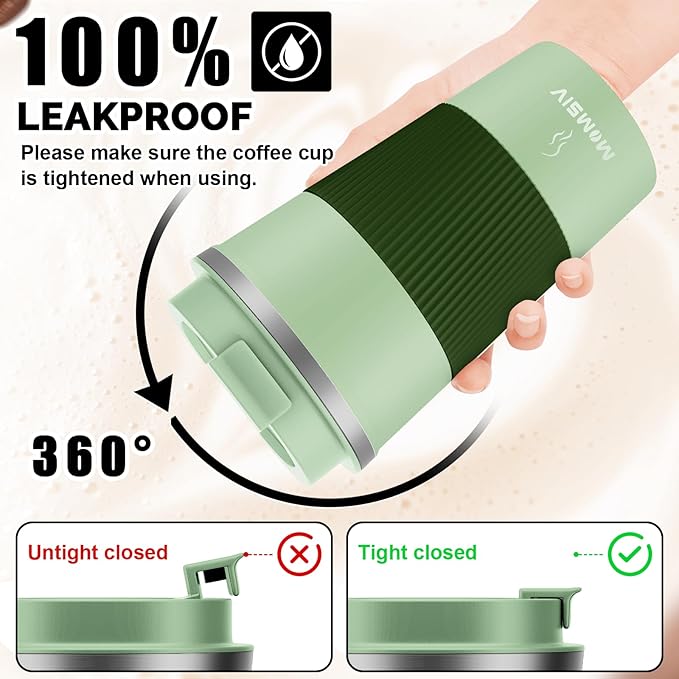 MOMSIV 17oz Travel Mug, Insulated Coffee Cup with Leakproof Lid, Vacuum Stainless Steel Double Walled Reusable Tumbler for Hot and Cold Water Coffee and Tea In Travel and Car