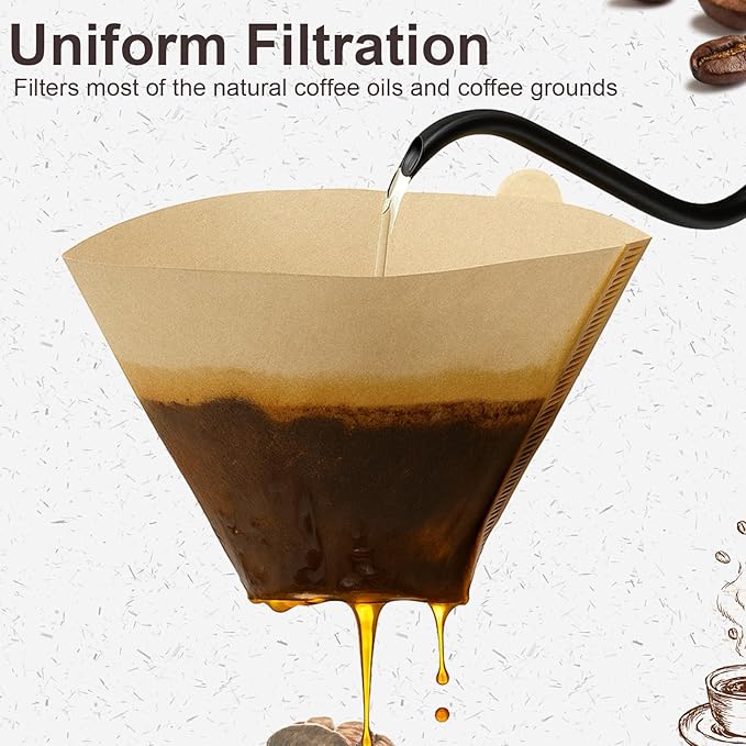 Coffee Filters #2, 100 Pcs Unbleached 2 Cone Filters Paper, Natural Disposable Coffee Filter Compatible with Drip and Pour Over Coffee Maker