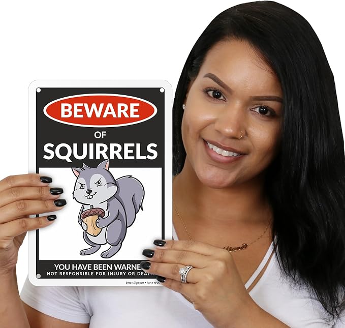 SmartSign Aluminum Squirrel Sign - 10"x7", 40 mil Laminated Rust-free - Humor Squirrel Themed Decorative Signage for Garden, Patio, Gifts - Made in USA - Image 2