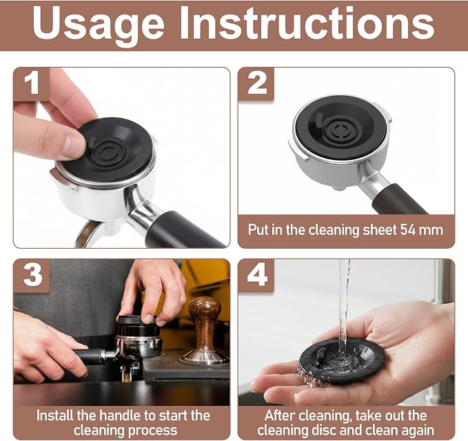 Larrel 4 Pcs Espresso Backflush Cleaning Disc Compatible with Breville Espresso Machines, 54mm Black Practical Silicone Blind Filter Disk Compatible with Breville Cleaning - Image 4
