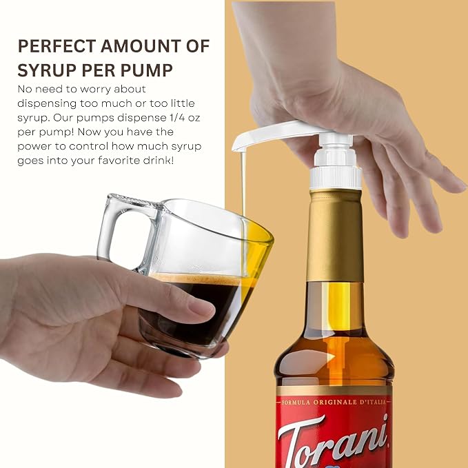 Syrup Pump Compatible with Torani, Davinci and Skinny (Set of 2) - fits Bottles (25.4 oz-750ml) (White) - Image 5