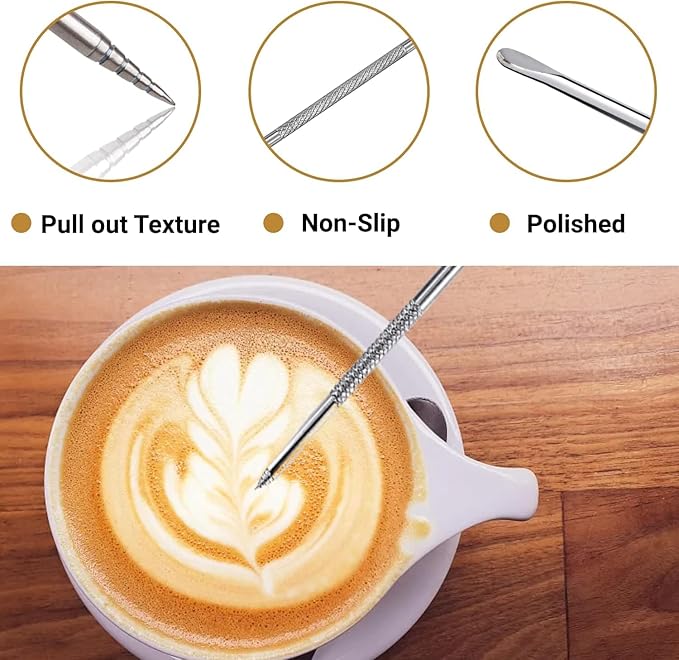 Milk Frothing Pitcher, 350ml (12oz) Milk Frother Cup Stainless Steel Jug Steaming Pitcher, Milk Coffee Cappuccino Latte Art Barista Steam Pitchers Milk Jug Cup with 2Pcs Decorating Pen