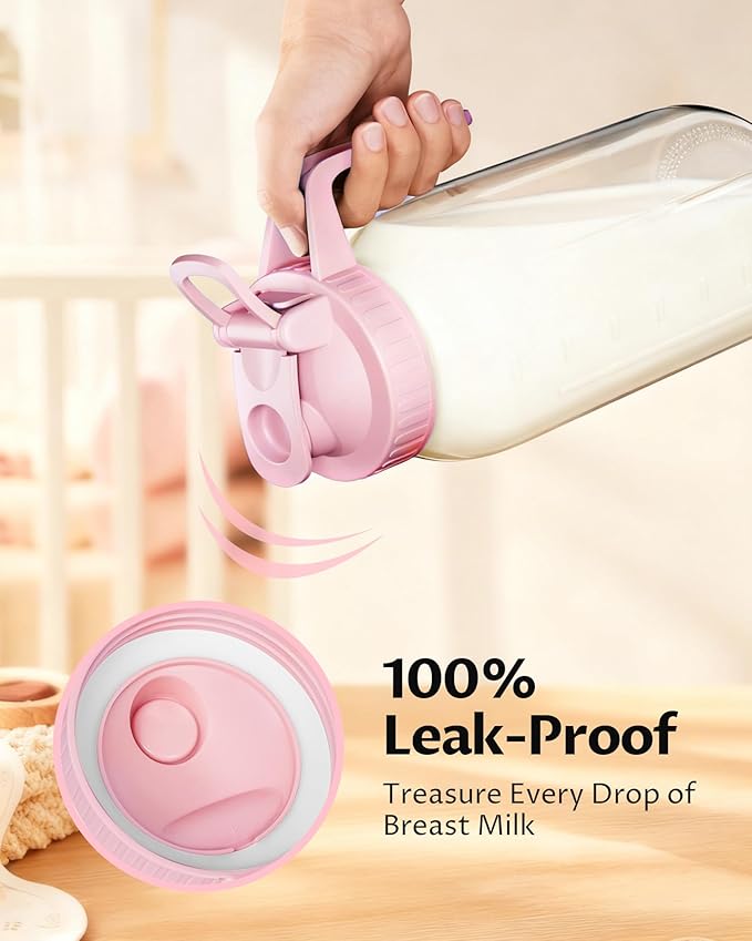 2 Pack - 64oz Glass Breast Milk Pitcher with Lid & Spout, Leakproof Mason Jar Breastmilk Pitcher - Wide Mouth, Airtight 2 Quart Water Jug for Milk Storage, Breastmilk, Sun Tea, Iced Coffee, Juice
