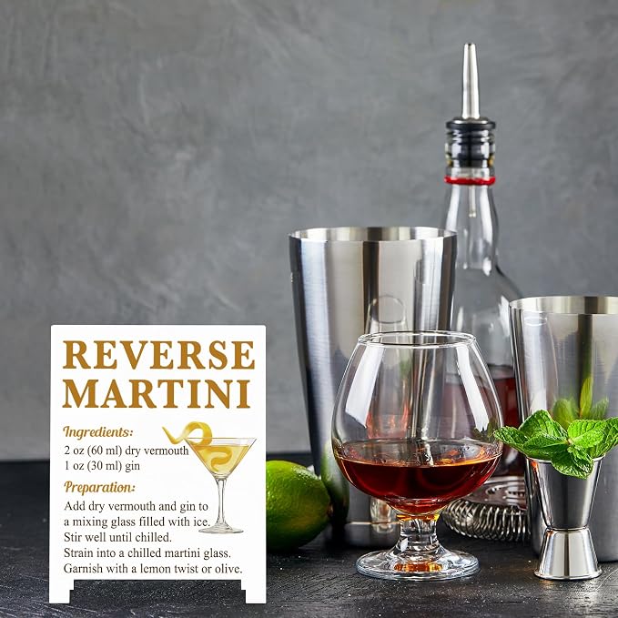 Reverse Martini Recipe Rustic Bar Decor for Home Cafe Farmhouse Cocktail Sign for Kitchen Bar Cart Accessories Mixology Christmas Gift for Bartender Men Women Couple - 5.59 x 4.33 inch Acrylic Sign - Image 4