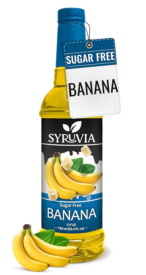 Syruvia Sugar Free Banana Flavored Syrup for Drinks, Cocktails, Lemonades, Iced Teas and Desserts – 25.4 fl oz