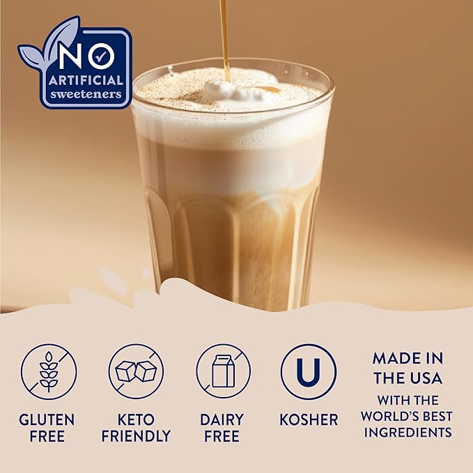 Jordan's Skinny Mixes Sugar Free Coffee Syrup, French Vanilla Coffee Flavoring Syrup, Naturally Sweetened Zero Calorie Drink Mix, Lattes, Baking or Protein Shake, Dairy & Gluten Free, 12.7 Fl Oz