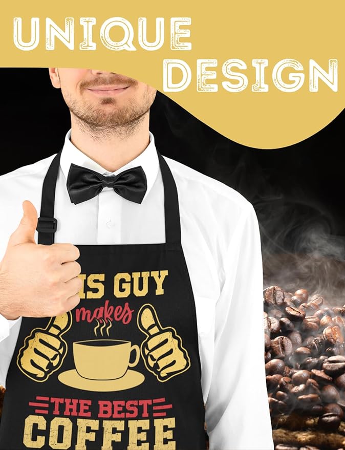 InnoBeta Barista Gifts for Men & Women, Funny Coffee Apron with Pockets and Adjustable Neck Strap