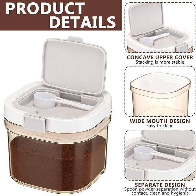 3 Pcs Airtight Coffee Canister, 27oz Large Coffee Storage Container with Scoop, Food Storage for Coffee, Tea, Beans, Sugar, Flour, Cereal and More (0.8 Liters)