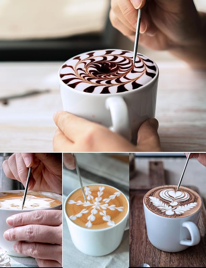 Adorever Milk Frothing Pitcher, 12oz Stainless Steel Milk Frother Cup Steaming Pitcher, Cappuccino Espresso Accessories Coffee Bar Barista Tools, Steamer Cup Milk Jug with Latte Art Pen, Matte Steel