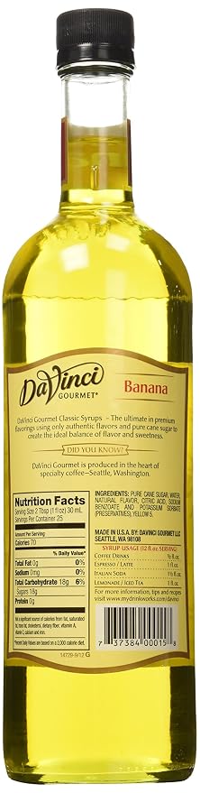 DaVinci Gourmet Classic Banana Syrup, 750 mL Glass Bottle - Image 4