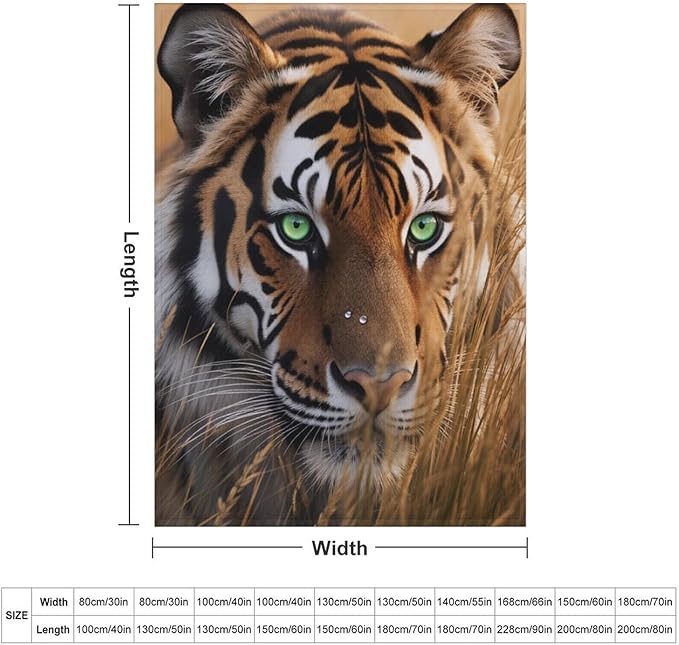 Beautiful Tiger Animal Nature Forest Super Soft Throw Blanket, Rustic Grass Brown Flannel Fleece Decorative Throw for Sofa Couch Bedroom Decor Outdoor Use 30"x40"