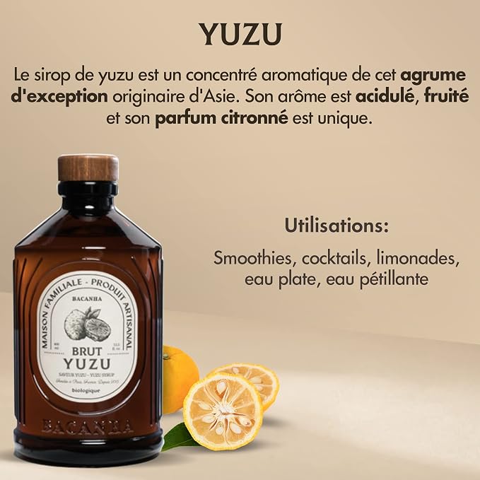 Bacanha Organic Raw Yuzu Syrup - Premium French Citrus Syrup - Tangy & Exotic Flavor for Cocktails & Lemonades - Gourmet and Organic - For Coffee, Mocktails, Teas, Desserts - 400ml Glass Bottle - Image 4