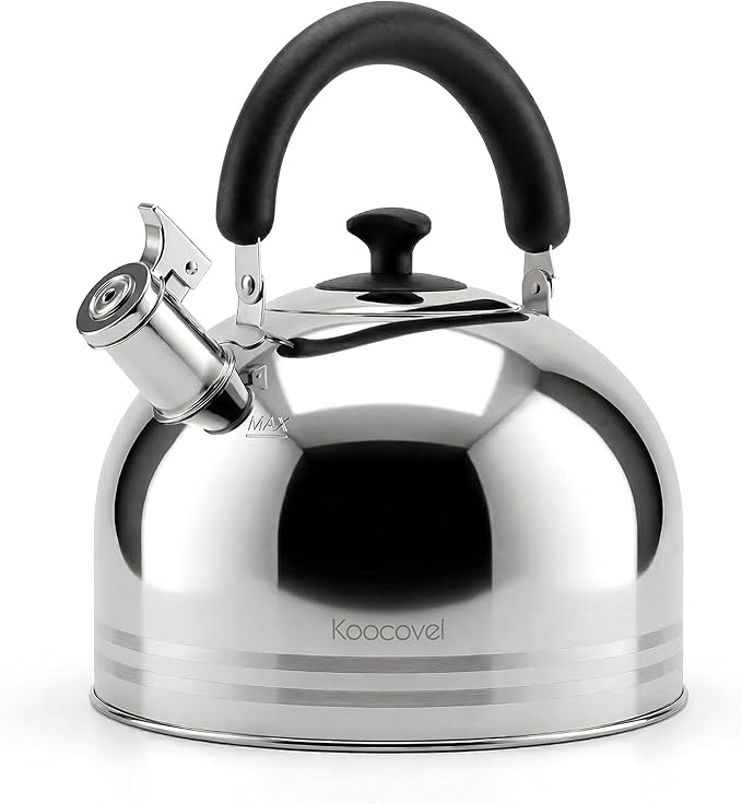 Whistling Tea Kettle for Stove Top,304 Stainless Steel Tea Kettles,6L/6.3QT Tea Kettles for Kitchen,Camping,Traveling,Portable,Fast to Boil