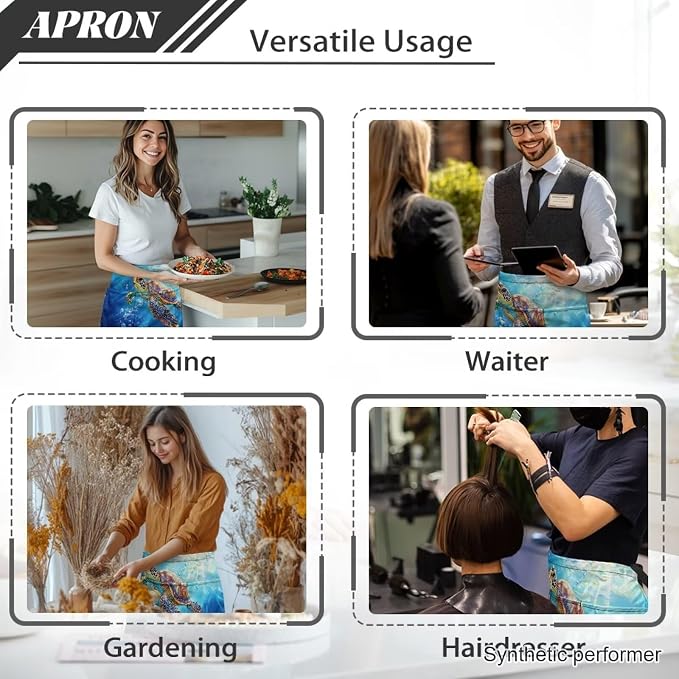 Server Apron with 3 Pockets 13 Inch Short Half Waist Aprons Waterproof Cooking Aprons for Women Men - Image 5
