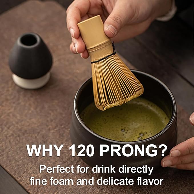 Matcha Whisk - Bamboo Whisk Handcrafted Traditional Japanese Chasen 120-Prong Stirrer Wisk Mixer for Matcha Powder Ceremonial Authentic Tea Preparation