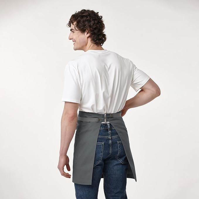 Waist Apron for Men Server Bistro Half 4251BY | Adjustable Half Bistro Apron for Waiters Bartenders, Polyester Cotton Canvas, Durable & Comfortable - Image 2