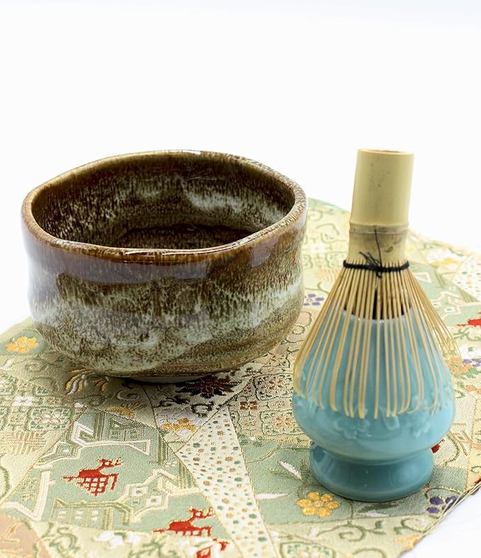 Japanese Tea Matcha Bamboo Whisk Holder Stand Chasen Naoshi Tea Accessory Porcelain Fuji Design (Snow)