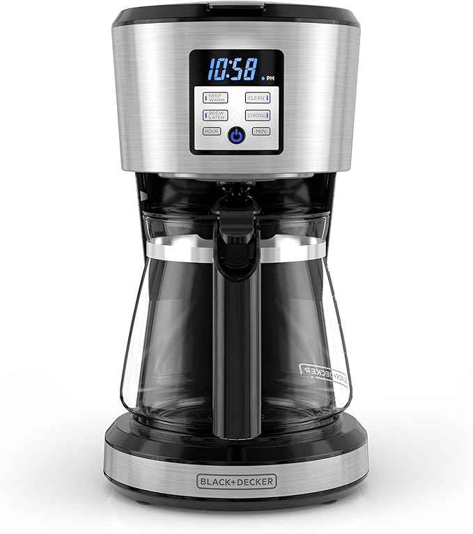 BLACK+DECKER 12-Cup Programmable Coffee Maker, Stainless
