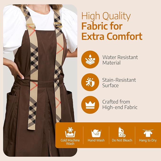 Premium Apron for Nail Techs, Hairstylists, Artists - 360 Full Coverage with Elastic Straps and 2 deep pockets - Image 2