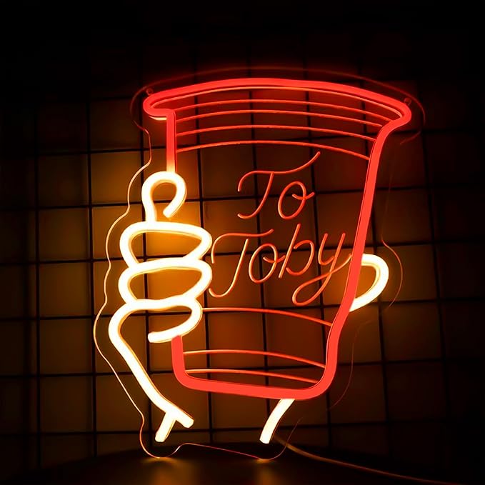 Red Solo Cup Toby Neon Sign - A Tribute to the Country Music Singer - Fun Bar Decor for Country Music Lovers and Party Nights13.4 * 10.4 Inch