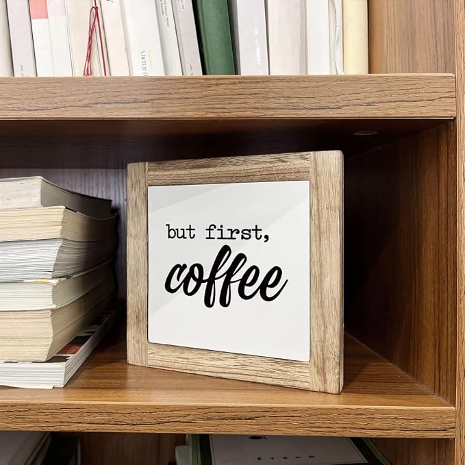 But First Coffee Decor Set - Wooden Box Signs for Home, Kitchen & Dining Room - Rustic Tabletop Decor for Coffee Lovers - Image 5