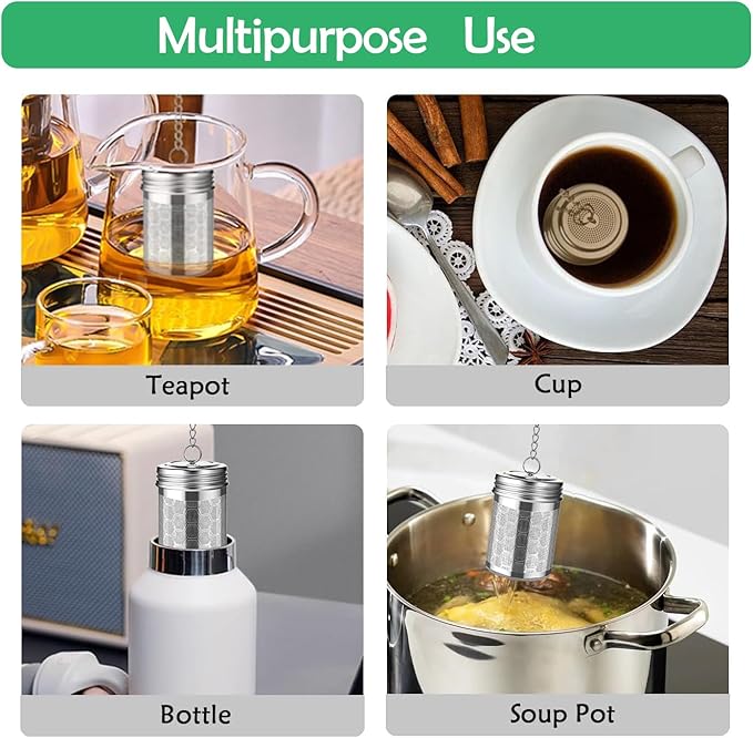 2 Pack Stainless Steel Tea Infusers, Extra Fine Mesh Strainers with Drip Trays, Brew Loose Tea