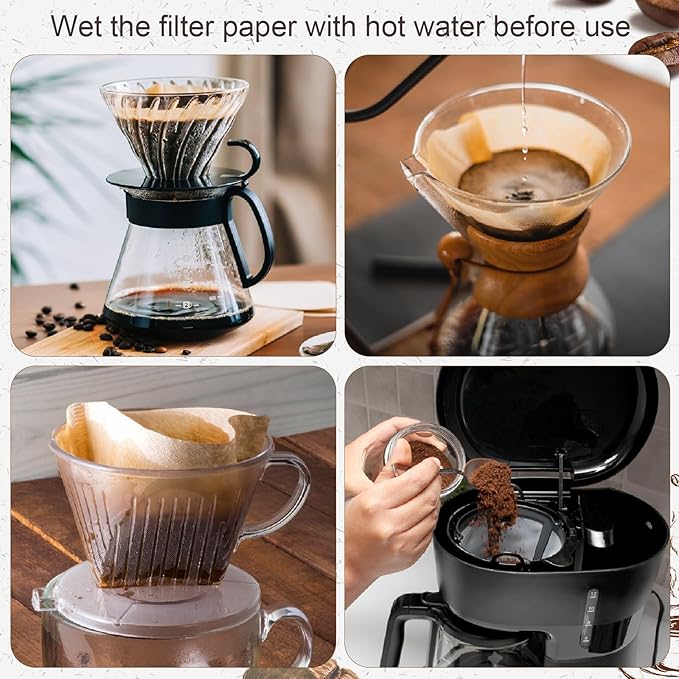 360 Count #4 Cone Coffee Filters 8-12 Cups, Disposable Natural Coffee Filters 4 Cone Paper Unbleached 4 Filters Paper Compatible with Ninja, Drip and Pour Over Coffee Maker