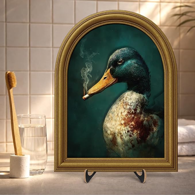 3D Funny Mallard Duck Table Decor Sign, Vintage Green Duck Animal Wall Art Sign for Home Farmhouse Bar Desk Wall Shelf Decor 8x10 Inch