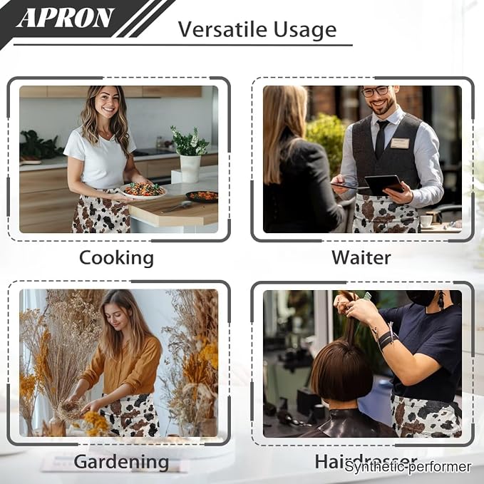 Waist Apron with 3 Pockets Waterproof 13 Inch Short Half Waist Aprons Women Men Server Aprons Waitress Waiter Apron - Image 5