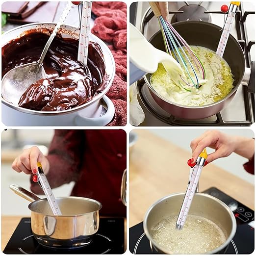 LABO Candy Thermometer, Analog Glass Thermometer with Pot Clip, Dual Scale -40 to 400°F / -40 to 200°C, Instant Read for Sugar, Jam, Syrup, Jelly, Deep Frying, Home Cooking