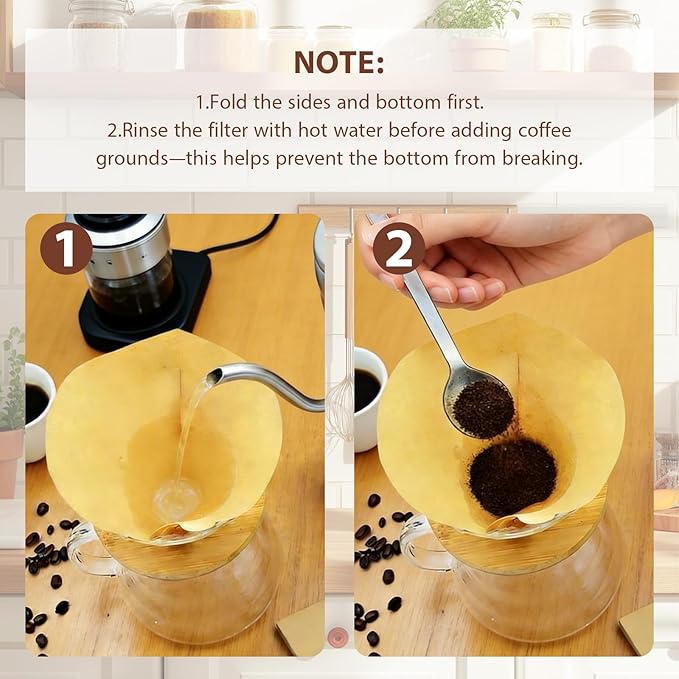 200 Count Coffee Filters #4, Disposable Cone Coffee Filters 8-12 Cup, Unbleached Natural Paper Size 04 Paper Filters for Pour Over and Drip Coffee Maker
