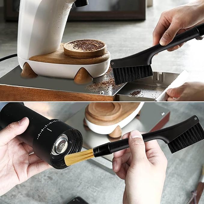 Coffee Machine Cleaning Brush, Detachable Dusting Bar Espresso Machine Grinder Cleaning Brush, Two Head Brush Accessories for Bean Grain Coffee Tool Tabletop Simple Barista Home Kitchen Dual Purpose