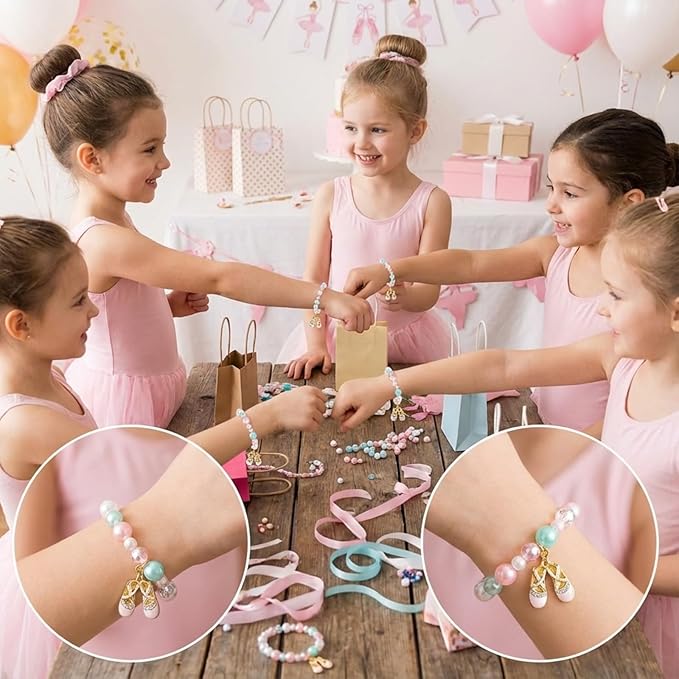 Ecally 12 Pcs Ballerina Party Favors Ballerina Bracelet Bulk Dance Bracelet Gift Party Supplies for Women Costume Jewelry Princess Toddlers Kids Girls