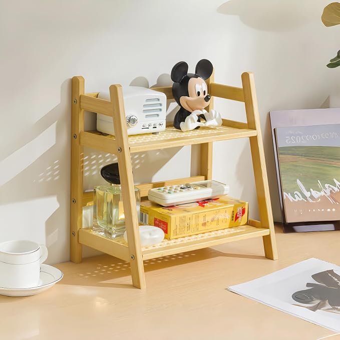 Narrow Mug Holder Countertop, Tea and Coffee Bar Station Organizer, Bamboo Matcha Stand, Cup Display Shelf, Condiment Storage Rack for Kitchen Counter Cabinet, 2 Tier - Image 5