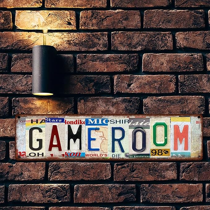 Saraheve Vintage Metal Game Room Decor Sign - 16x4" License Plate Style Wall Art - Easy to Hang Gaming Room Accessories & Decor Gift for Teen Boy Room and Man Cave - Image 5