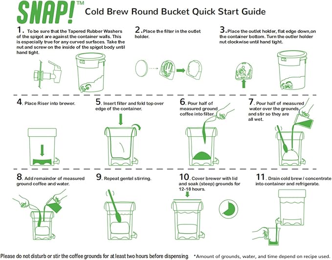 Snap! Cold Brew Round Bucket- 5 gallon Commercial Cold Brew System,Cold Brew Coffee Set-Whtie