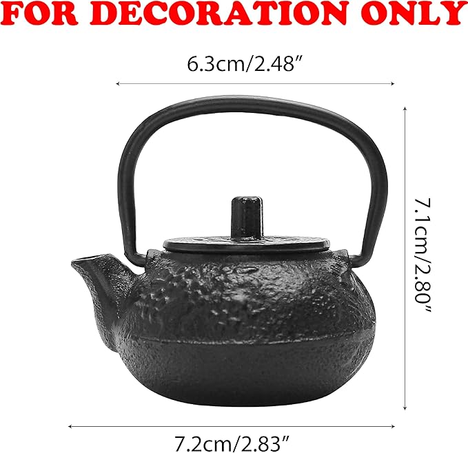50ml(1.7oz) Mini Cast Iron Teapot, Imitation Japanese Kettle with Copper Handle and Bamboo Root Beam, Perfect for Home Tea and Coffee Serveware Decoration - Mini size only – fits in your palm