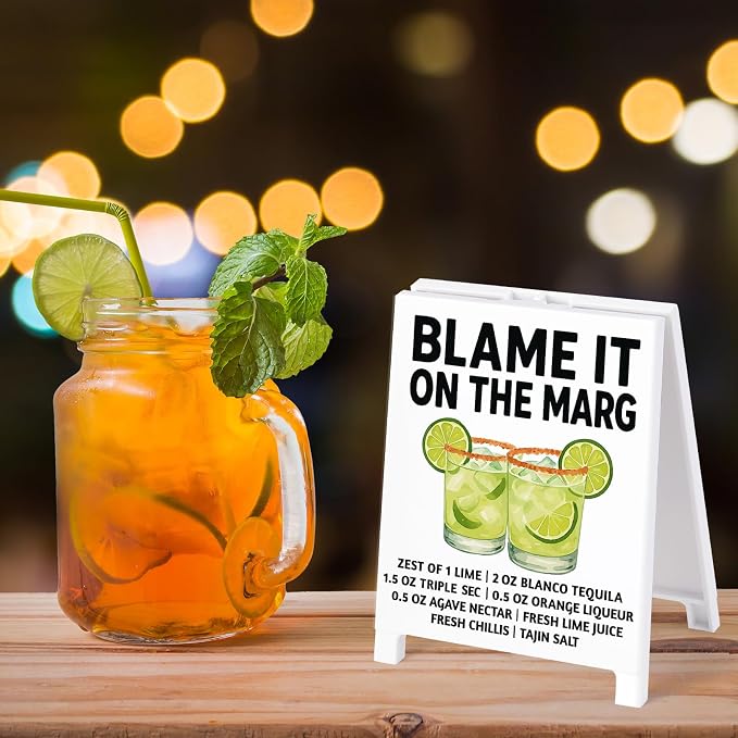 Blame It On The Margs Bar Decor Sign Funny Coffee Bar Accessories Plaque for Home Pub Lounge Man Cave Party Decoration for New Couples Drink Lovers & Bartenders Christmas Gifts - Image 7