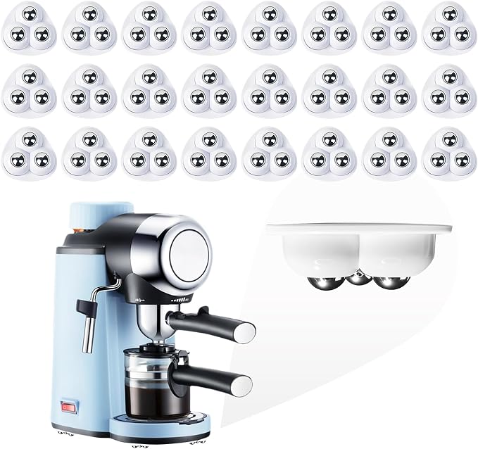 Self Adhesive Caster Wheels for Countertop - Furniture Sliders & Appliance Rollers for Kitchen, Coffee Machine, Blender, Oven - Easily Solves the Problem of Desktop Sliding (White, 24pcs) by Tasttin