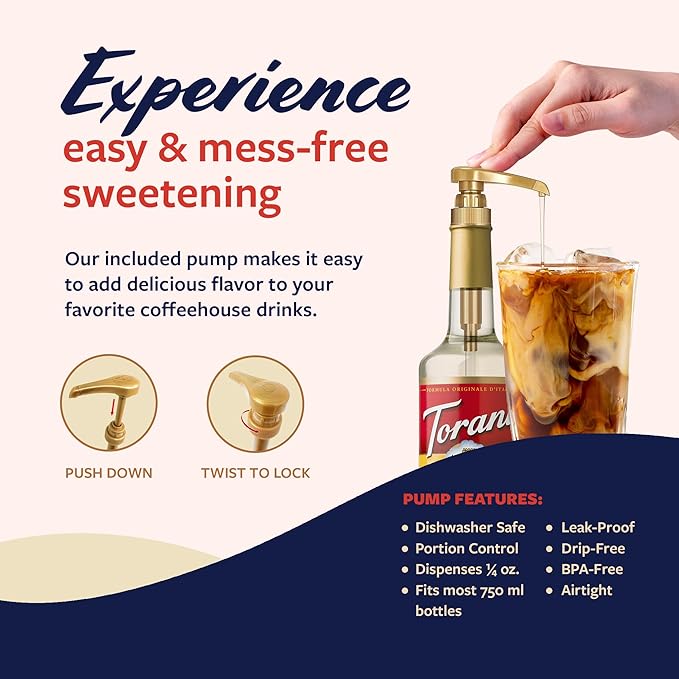 Torani Coffee Syrup, Pumpkin Pie, Brown Sugar Cinnamon, Salted Caramel, Peppermint, Syrup for Drinks, Fall & Winter Variety 4-Pack, Pumps Included, 25.4 Fl Oz Ea