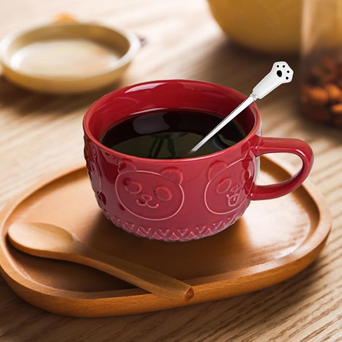 Cute Kawaii Panda Coffee Mugs with Lids,Christmas Birthday Presents for Girls Friend Kids Men Wife Mom Grandma Teacher,Novelty Animal Coffee Ceramic Tea Cup Dessert Saucer Set Gifts for Women Her